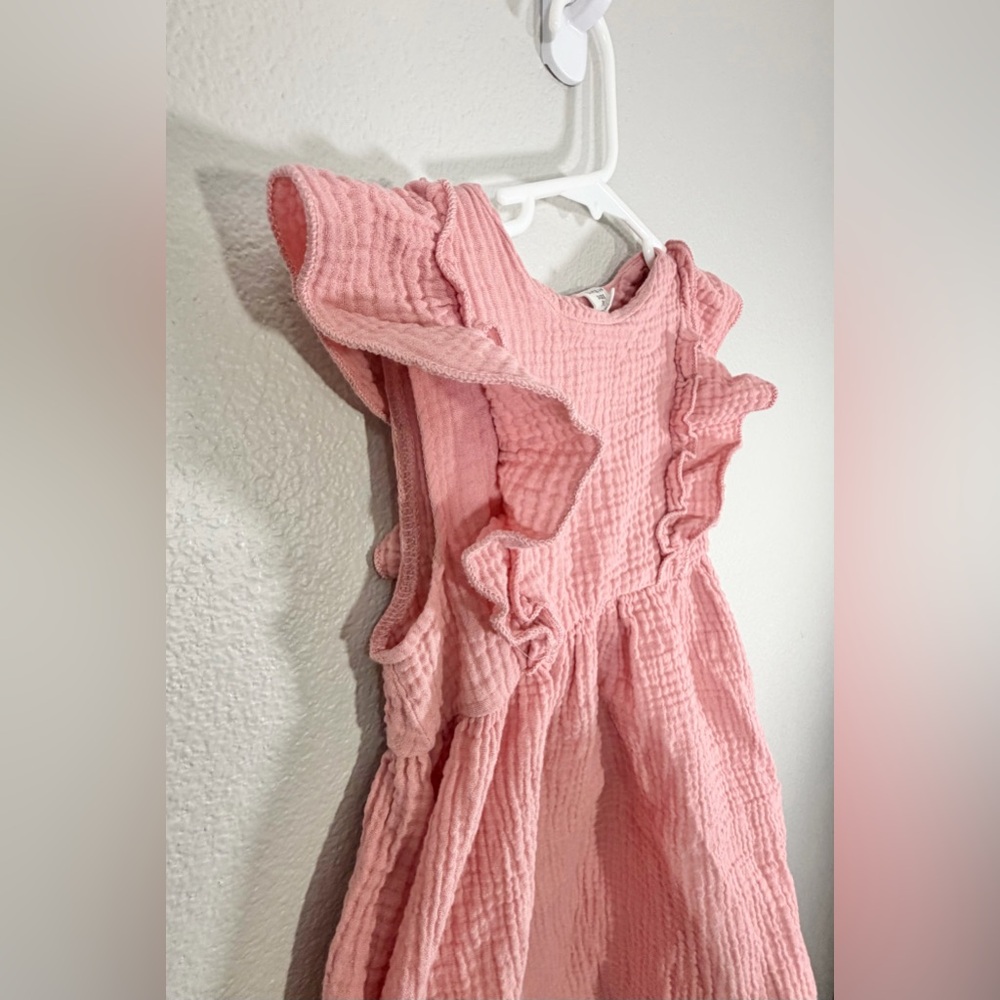 SHEIN Dress Ruffle Sleeveless Button Back Lightweight Blush Pink Kid Girl 5T - Picture 5 of 7
